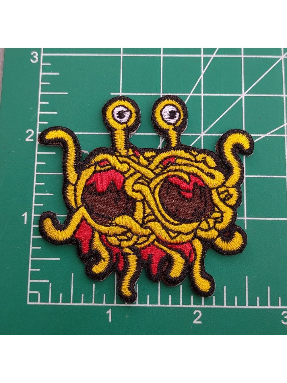 Spaghetti Monster Yellow and Black Embroidered Patch